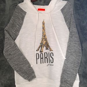 Spouled, Juniors, Paris Hooded Sweater, White & Grey Size XL